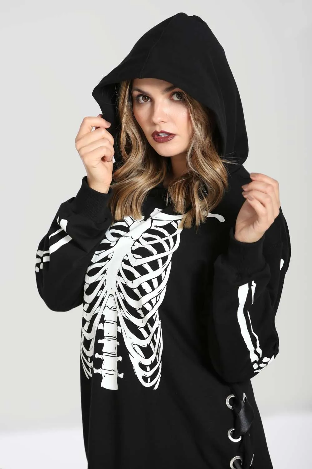 Hell Bunny - Skeleton Hoodie Dress  | Dark Ages